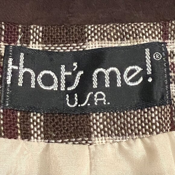 That's Me USA Women's Plaid Wool Blend Blazer Jacket Brown Beige Check Size 11 - Picture 4 of 11